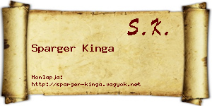 Sparger Kinga névjegykártya